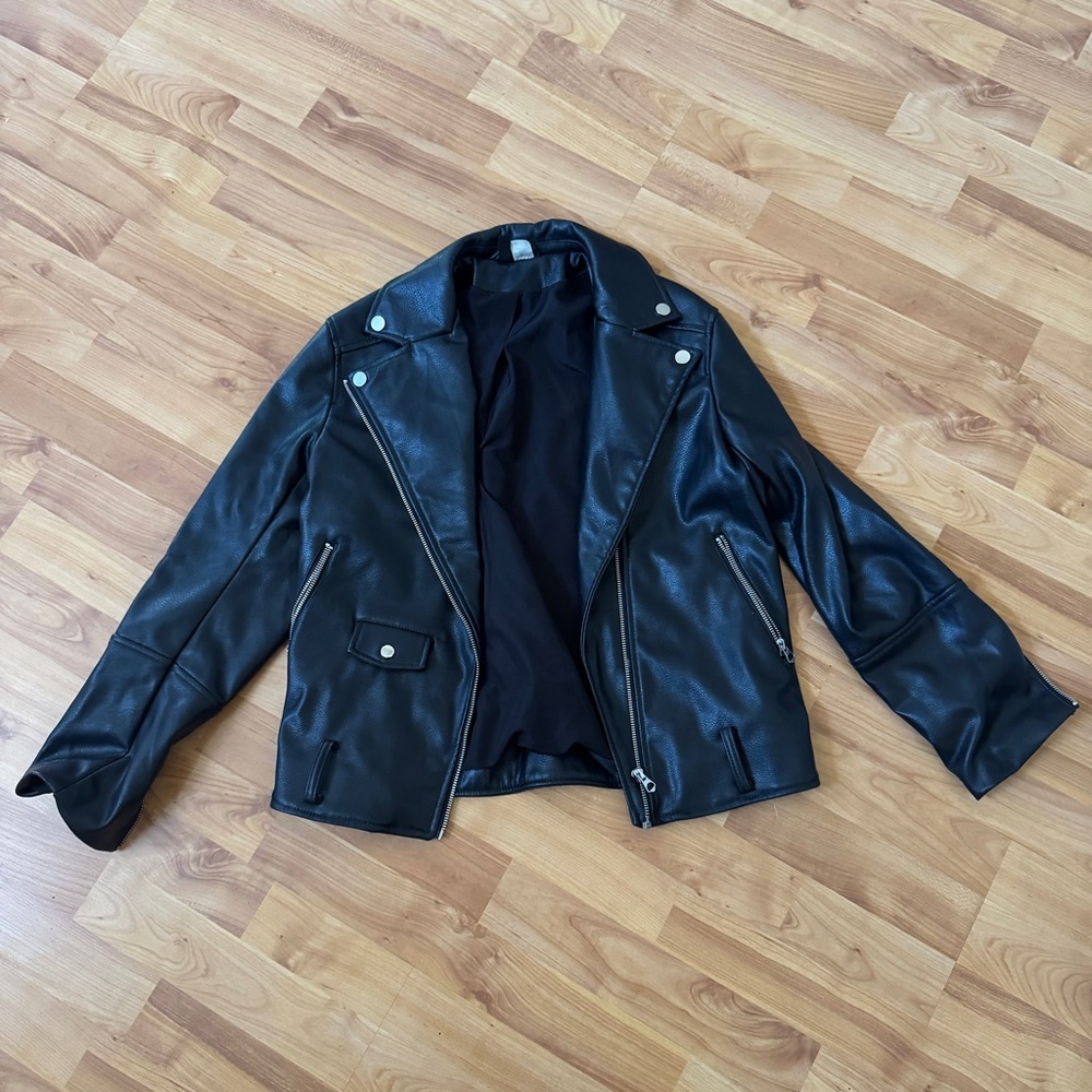 H&M Sleek Black Leather Jacket